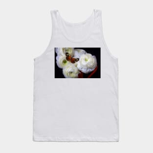 Orange Butterfly Resting On Ranunculus Tank Top